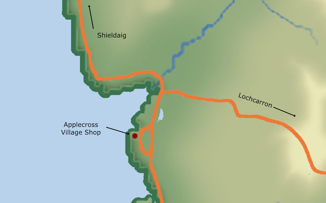 Map of locationf Applecross Village Shop